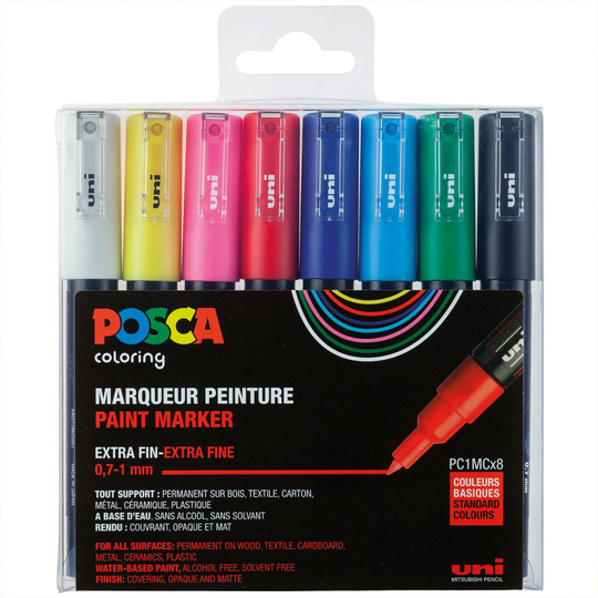 Posca - PC1MC - Extra Fine Tip Pen 8 pc