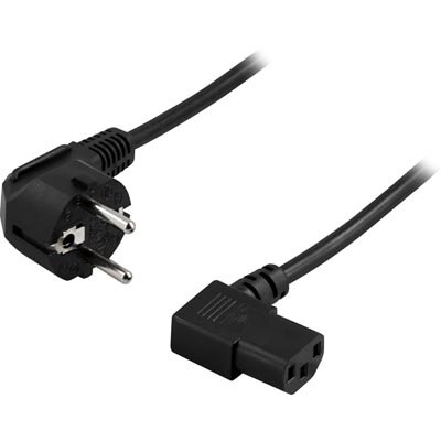 Deltaco Apparatkabel C13 (Vinklad x2) - 2m