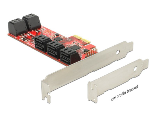 Delock PCI-Express 10x SATA III - Lågprofil