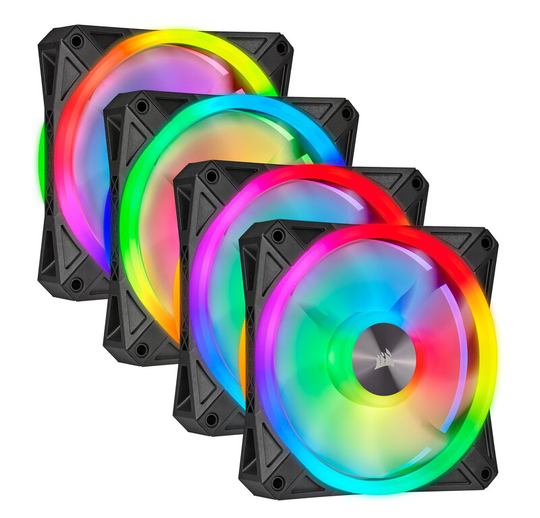 Corsair QL120 / iCUE-RGB / PWM / 120mm / Svart / 4-pack - Startkit