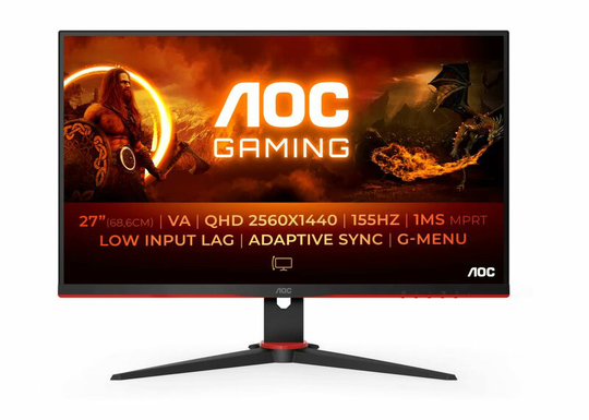 AOC Q27G2E/BK / 27" / VA / 1440p / 155Hz / 1ms / 2xHDMI,DP / FreeSync / VESA