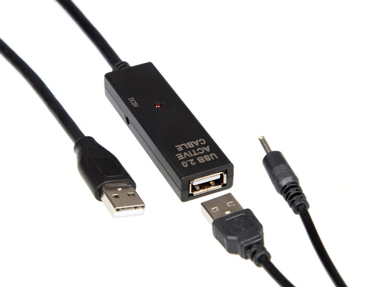 iiglo Förlängningskabel USB A 2.0 hane till hona inkl. repeater 10m - Svart