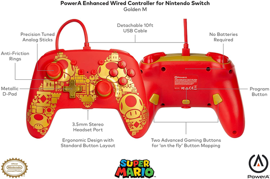 Wired Controller Golden Mario