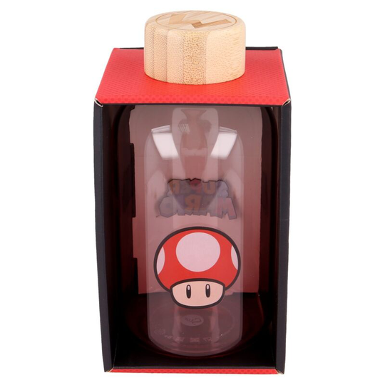 Nintendo Super Mario Bros Toad glass bottle 620ml