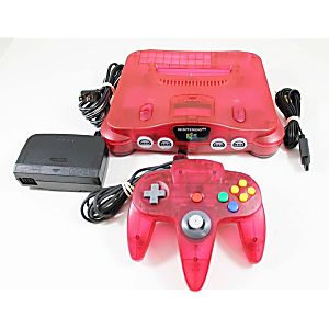 Nintendo 64 - Komplett Röd Genomskinlig
