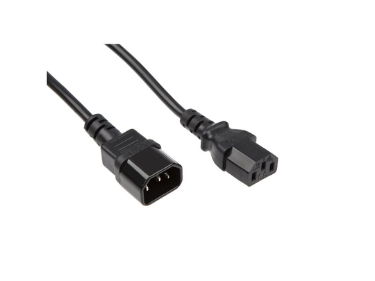 iiglo strömkabel C14 male till C13 female förlängningskabel, PVC, svart