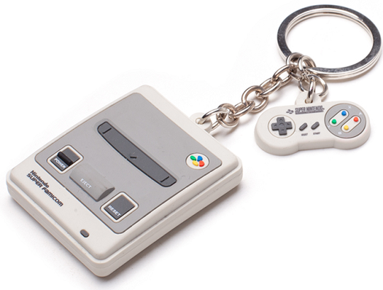 SNES 3D Console & Joystick Rubber Keychain