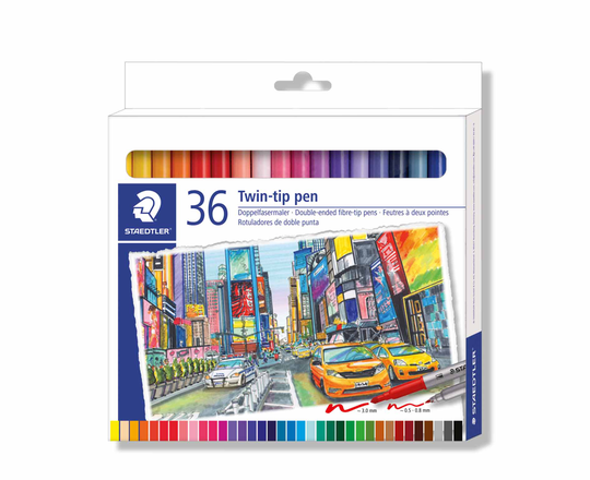 Staedtler Twin Tip Fibre Pens, 36 pc