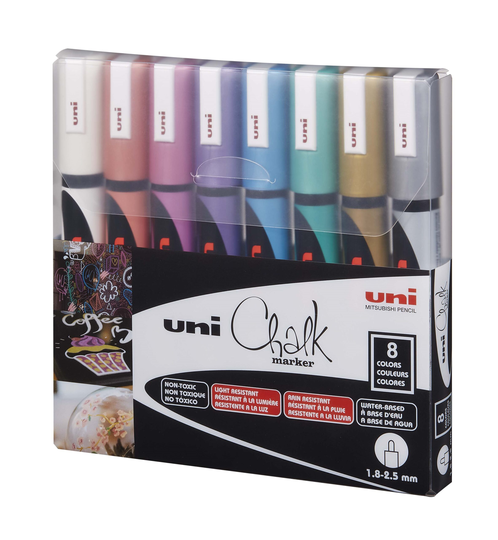 Uni - Chalkmarker 5M - Metallic colors 8 pc